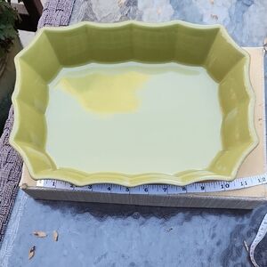 Cerutil Green Scalloped Serving Bake Oven Dish approx 10- 12"
